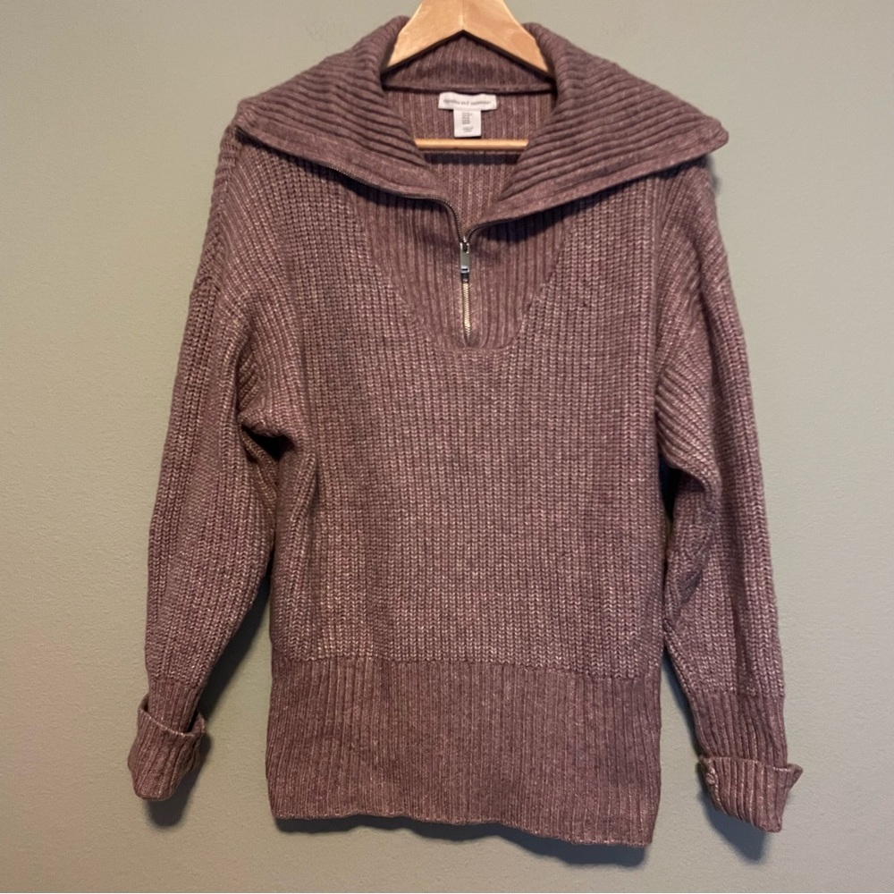 Cupcakes and Cashmere Soft Mauve Quarter Zip - Size Medium